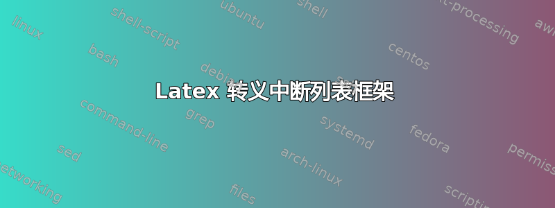 Latex 转义中断列表框架