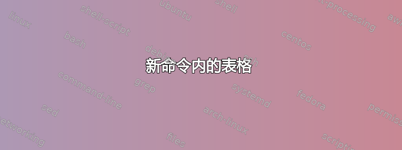 新命令内的表格