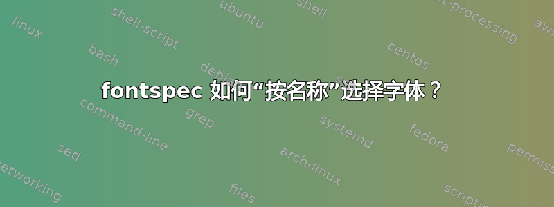 fontspec 如何“按名称”选择字体？