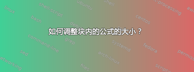 如何调整块内的公式的大小？