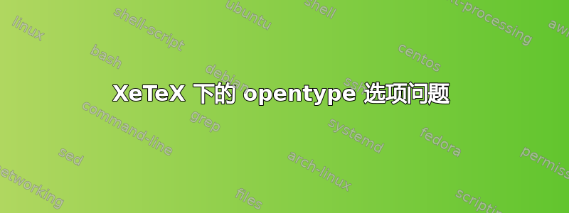 XeTeX 下的 opentype 选项问题