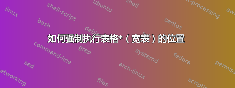 如何强制执行表格*（宽表）的位置