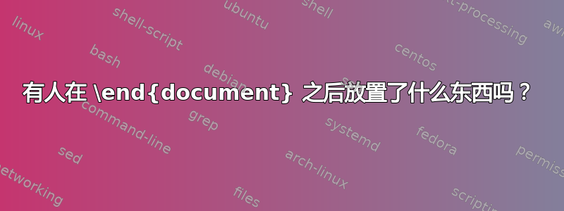 有人在 \end{document} 之后放置了什么东西吗？