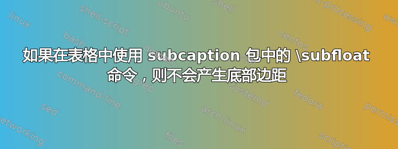 如果在表格中使用 subcaption 包中的 \subfloat 命令，则不会产生底部边距