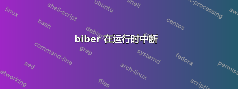 biber 在运行时中断 