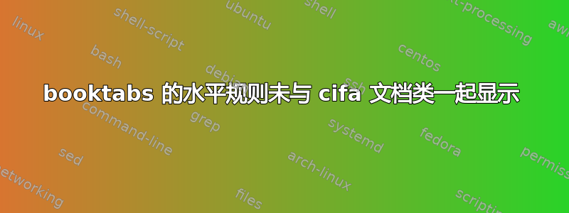 booktabs 的水平规则未与 cifa 文档类一起显示