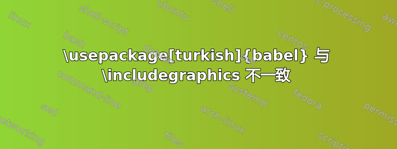 \usepackage[turkish]{babel} 与 \includegraphics 不一致