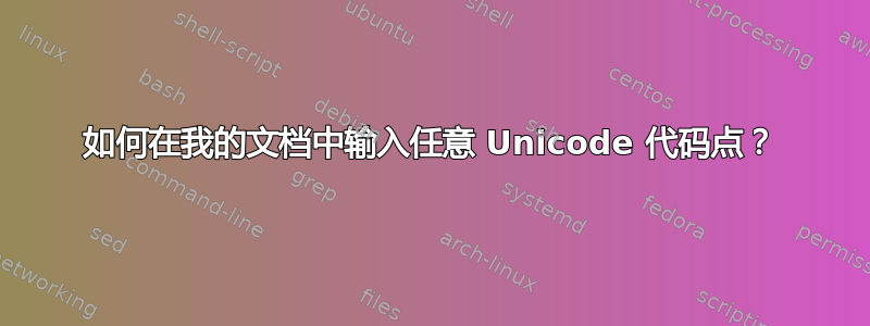 如何在我的文档中输入任意 Unicode 代码点？