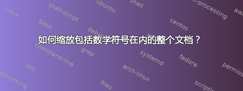 如何缩放包括数学符号在内的整个文档？