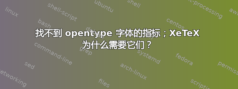 找不到 opentype 字体的指标；XeTeX 为什么需要它们？