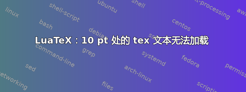 LuaTeX：10 pt 处的 tex 文本无法加载