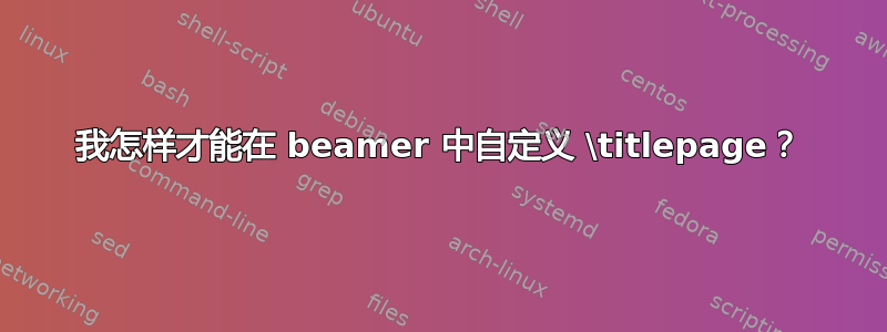 我怎样才能在 beamer 中自定义 \titlepage？