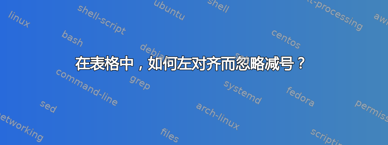 在表格中，如何左对齐而忽略减号？