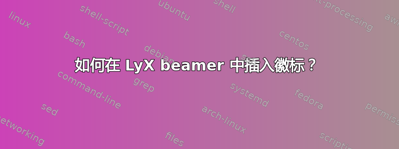 如何在 LyX beamer 中插入徽标？