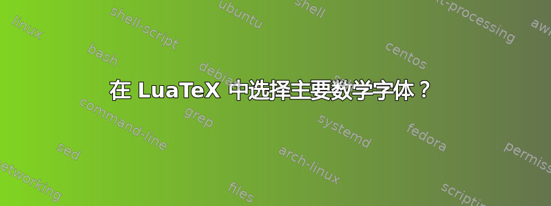 在 LuaTeX 中选择主要数学字体？