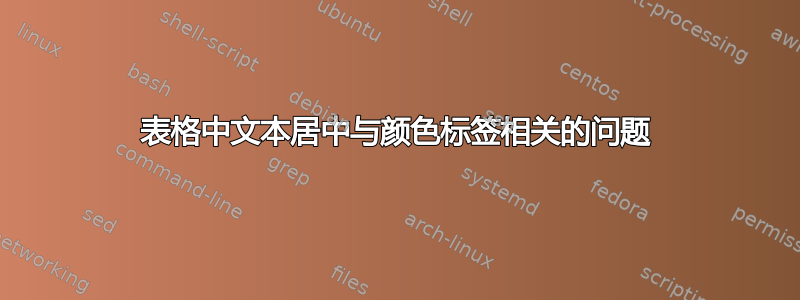 表格中文本居中与颜色标签相关的问题