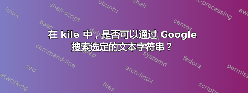 在 kile 中，是否可以通过 Google 搜索选定的文本字符串？