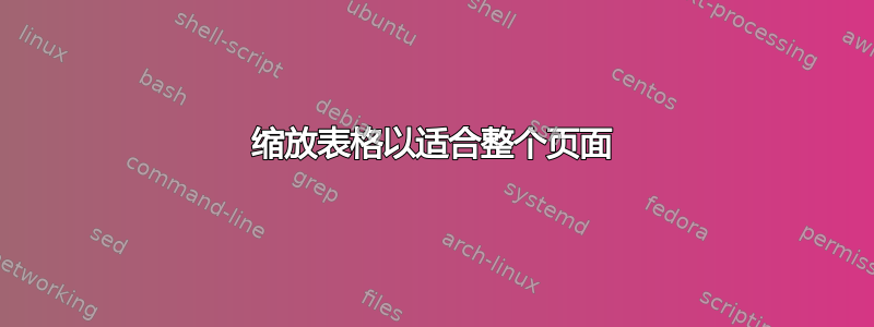 缩放表格以适合整个页面