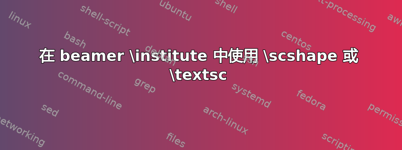 在 beamer \institute 中使用 \scshape 或 \textsc