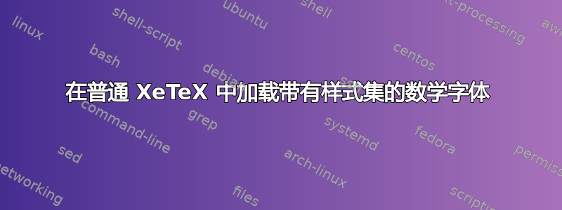 在普通 XeTeX 中加载带有样式集的数学字体