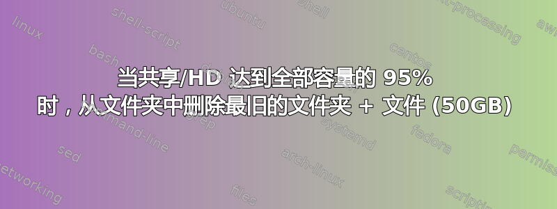 当共享/HD 达到全部容量的 95% 时，从文件夹中删除最旧的文件夹 + 文件 (50GB)