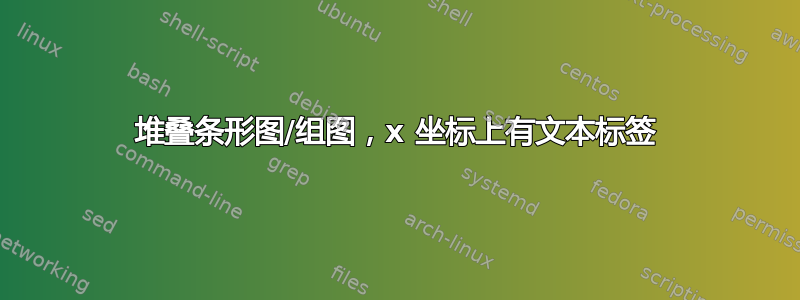 堆叠条形图/组图，x 坐标上有文本标签