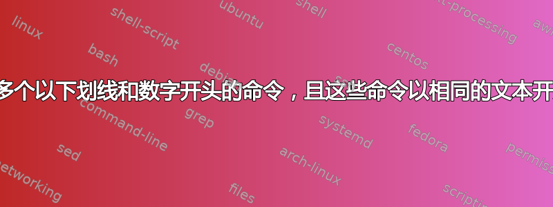 有多个以下划线和数字开头的命令，且这些命令以相同的文本开头