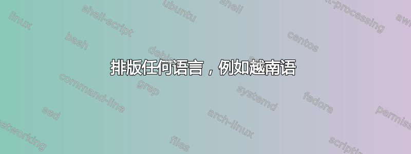 排版任何语言，例如越南语