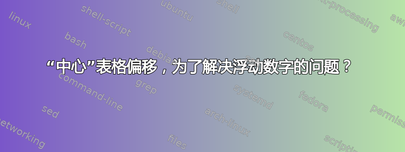 “中心”表格偏移，为了解决浮动数字的问题？