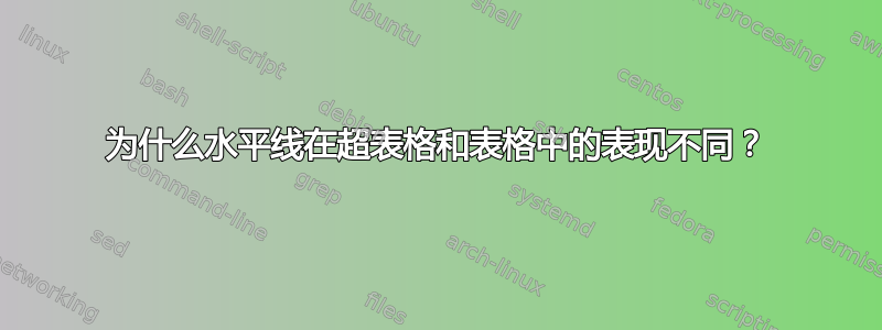 为什么水平线在超表格和表格中的表现不同？