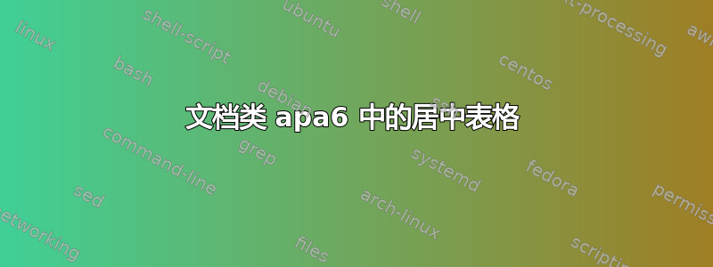 文档类 apa6 中的居中表格