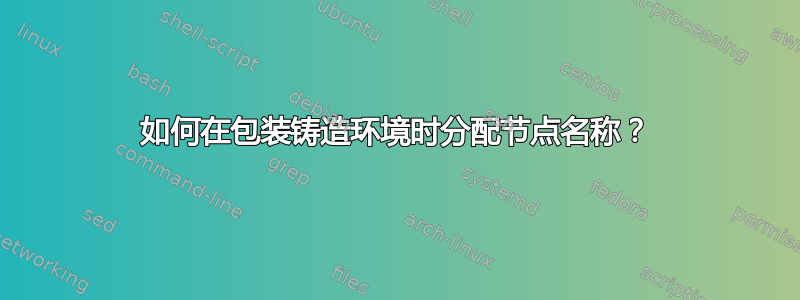 如何在包装铸造环境时分配节点名称？