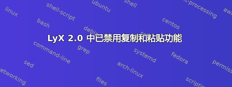 LyX 2.0 中已禁用复制和粘贴功能