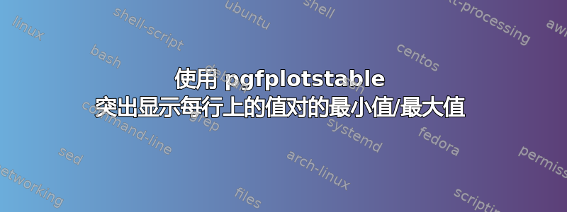 使用 pgfplotstable 突出显示每行上的值对的最小值/最大值