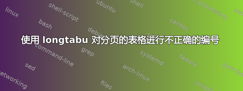 使用 longtabu 对分页的表格进行不正确的编号