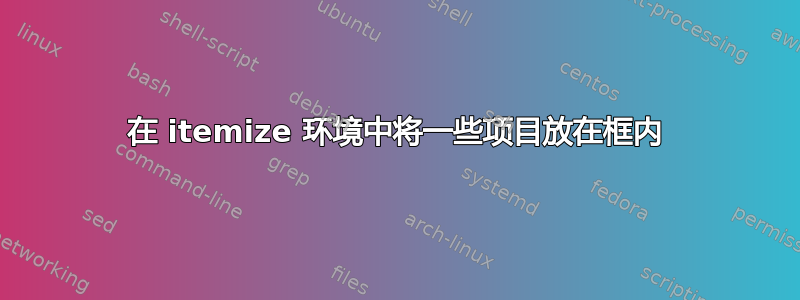 在 itemize 环境中将一些项目放在框内