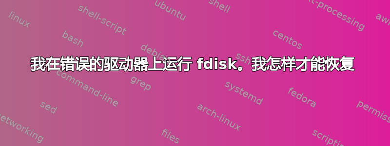 我在错误的驱动器上运行 fdisk。我怎样才能恢复