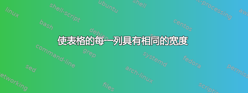 使表格的每一列具有相同的宽度