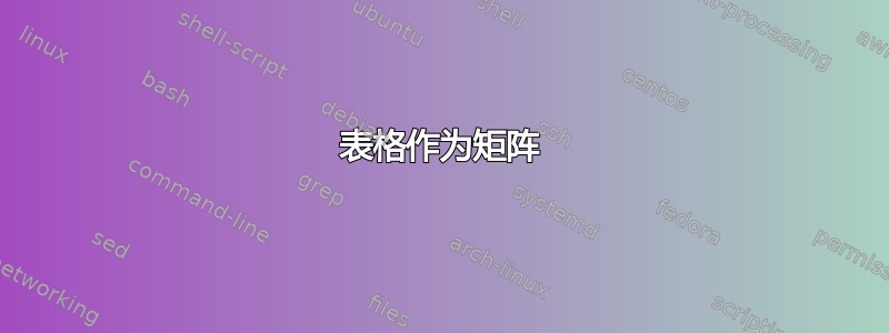 表格作为矩阵