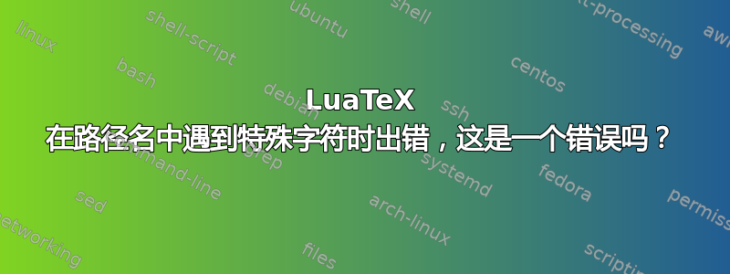 LuaTeX 在路径名中遇到特殊字符时出错，这是一个错误吗？