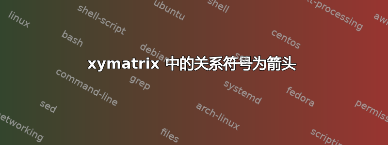 xymatrix 中的关系符号为箭头