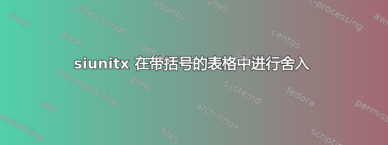 siunitx 在带括号的表格中进行舍入