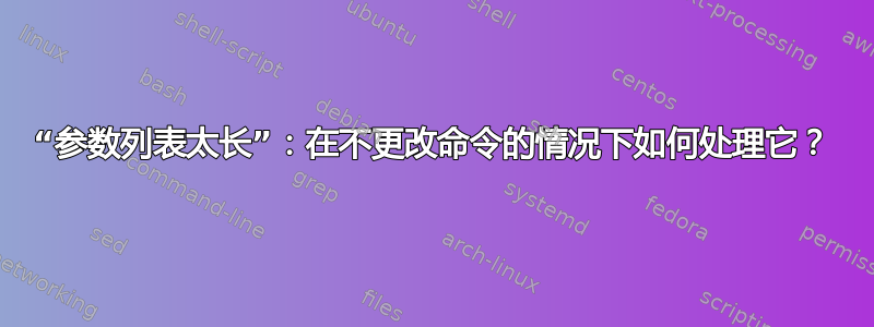 “参数列表太长”：在不更改命令的情况下如何处理它？