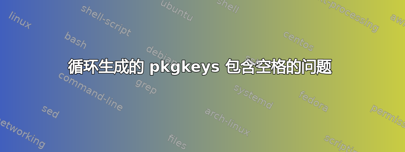 循环生成的 pkgkeys 包含空格的问题