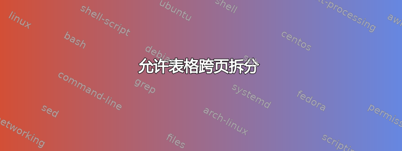 允许表格跨页拆分