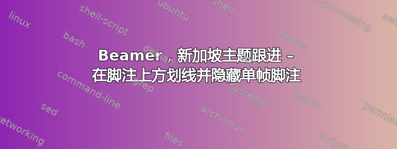 Beamer，新加坡主题跟进 – 在脚注上方划线并隐藏单帧脚注