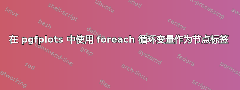 在 pgfplots 中使用 foreach 循环变量作为节点标签