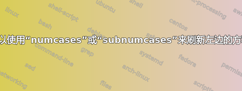 是否可以使用“numcases”或“subnumcases”来刷新左边的方程式？