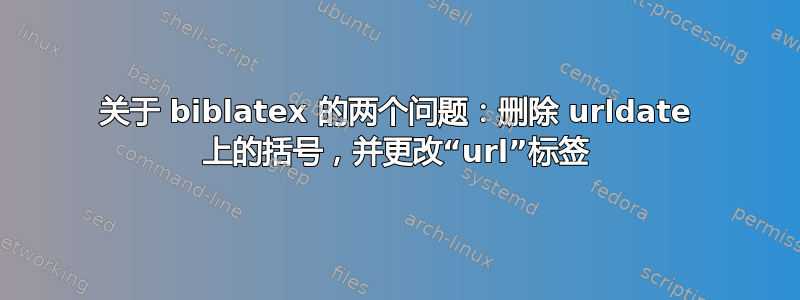 关于 biblatex 的两个问题：删除 urldate 上的括号，并更改“url”标签