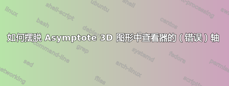 如何摆脱 Asymptote 3D 图形中查看器的（错误）轴